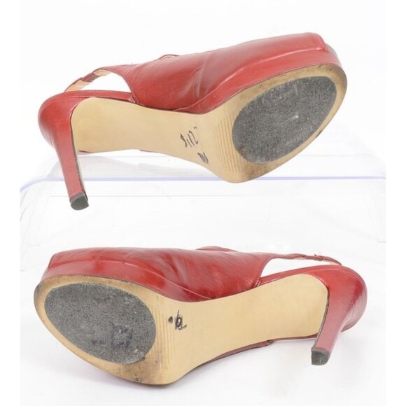 Enzo Angiolini Retro Womens 7.5 Leather Peep-Toe Platform Pump 5” Stiletto Heel - Picture 5 of 6